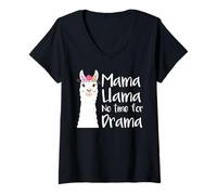 Femme Mama Llama Pas de Temps pour la Famille Dramatique T-Shirt avec Col en V