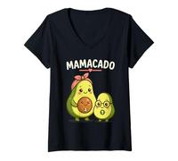 Femme Mamacado Avocado Mom of Two Pregnancy Reveal for Second Baby T-Shirt avec Col en V