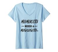 Femme Mamacita Needs a Margarita Shirt for Women Tequila Por Favor T-Shirt avec Col en V