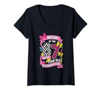 Femme Maman 67 Meme Anniversaire 7 Ans Léopard Coquette Bow T-Shirt avec Col en V
