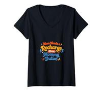 Femme Maman a Besoin de se ressourcer après Ses devoirs de Maman - Best Mom Mama Mommy T-Shirt avec Col en V