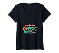 Femme Maman a Besoin de se ressourcer après Ses devoirs de Maman - Best Mom Mama Mommy T-Shirt avec Col en V