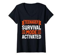 Femme Maman activée en Mode Survie Adolescente T-Shirt avec Col en V