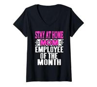 Femme Maman au Foyer Employée du Mois Humour Drôle T-Shirt avec Col en V
