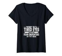 Femme Maman au Quotidien - Quatre Filles T-Shirt avec Col en V