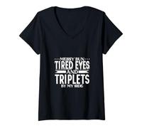 Femme Maman au Quotidien - Triplés T-Shirt avec Col en V