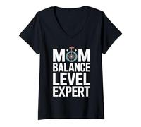 Femme Maman Balance Level Expert Funny Motherhood T-Shirt avec Col en V