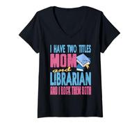 Femme Maman Bibliothécaire Humour Livres Fière Lectrice T-Shirt avec Col en V