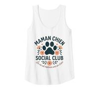 Femme Maman Chien Cadeau Femme Amour Chiot Empreinte Fleur Débardeur