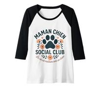 Femme Maman Chien Cadeau Femme Amour Chiot Empreinte Fleur Manche Raglan