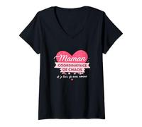Femme Maman coordinatrice de Chaos - Humour Maman T-Shirt avec Col en V