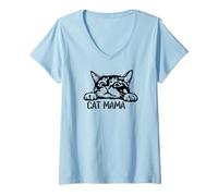 Femme Maman de Chat Maman de Chat drôle Maman de Chat coupée Maman T-Shirt avec Col en V