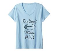 Femme Maman de Football numéro 23, la Plus Grande Fan féminine de l'équipe, mère de l'équipe, Mon Fils T-Shirt avec Col en V