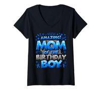 Femme Maman de l'enfant d'anniversaire Convient à la Maman de la Famille T-Shirt avec Col en V