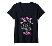 Femme Maman d'un Braque Allemand À Poil Dur Chien Chiot T-Shirt avec Col en V
