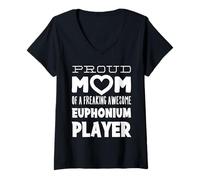 Femme Maman d'un Joueur d'euphonium Vraiment génial T-Shirt avec Col en V