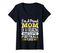 Femme Maman d'un Super Joueur de Football américain T-Shirt avec Col en V