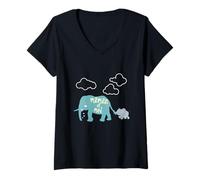 Femme Maman Et Moi Éléphant Drôle Mama Mère Amateur De Vie Sauvage T-Shirt avec Col en V