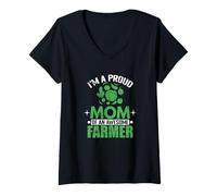 Femme Maman fière, Super fermière, Maman agricole T-Shirt avec Col en V