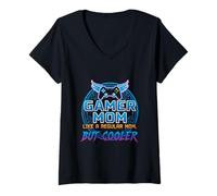 Femme Maman Gamer comme Une Maman Normale mais des Mamans Gamer Plus Cool et drôles T-Shirt avec Col en V