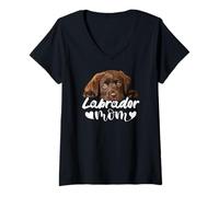 Femme Maman Labrador Chocolate Lab Maman Brown Lab Mère Lab Labo Fille T-Shirt avec Col en V
