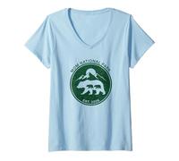 Femme Maman National Park Annonce de bébé 2026 Révélation de Grossesse T-Shirt avec Col en V