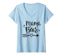 Femme Maman Ours | Mama Bear T-Shirt avec Col en V