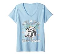 Femme Maman panda aime juste une maman qui aime son bébé panda T-Shirt avec Col en V