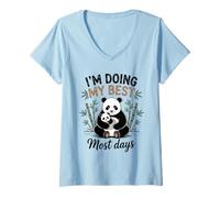 Femme Maman Panda Doing My Best Most Days Ours Mignon bébé T-Shirt avec Col en V