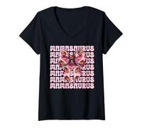 Femme Mamasaurus Trex Mama Tyrannosaurus Rex Dinosaure Maman T-Shirt avec Col en V