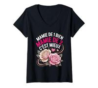 Femme Mamie De 1 Bien Mamie De 2 Cest Mieux T-Shirt avec Col en V