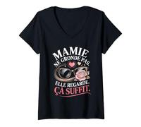 Femme Mamie Ne Gronde Pas Elle Regarde Ça Suffit T-Shirt avec Col en V