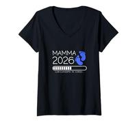 Femme Mamma 2026 Loading Annuncio Gravidanza Bimbo Maschio T-Shirt avec Col en V