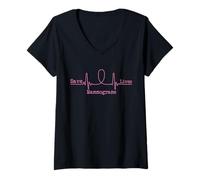 Femme Mammograms Save Lives Ruban Rose Sensibilisation au Cancer du Sein T-Shirt avec Col en V