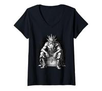 Femme Mammon Demon - Le Poids Silencieux de la cupidité T-Shirt avec Col en V