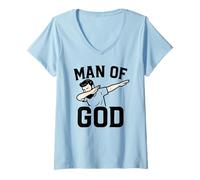 Femme Man of God Dab for Christian Dad Father’s Day T-Shirt avec Col en V