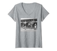 Femme Man Utd George Best At Corner Kick Coupe du Monde de Football 1971 T-Shirt avec Col en V