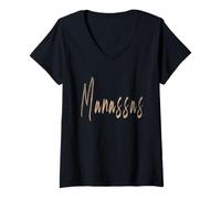Femme Manassas Virginia Design Vintage élégant T-Shirt avec Col en V