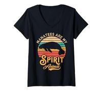 Femme Manatees Are My Spirit Animal Mammifères marins vintage T-Shirt avec Col en V