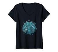 Femme Mandala Oursin T-Shirt avec Col en V