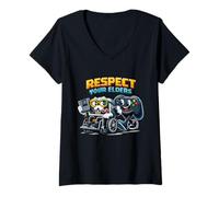 Femme Manette de Jeu rétro Amusante Respect Your Elders T-Shirt avec Col en V