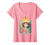 Femme Manga Christian Anime No Longer Afraid Kawaii Bible Rose T-Shirt avec Col en V