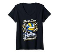 Femme Mange Doors Volley Recommence Humour Volley T-Shirt avec Col en V