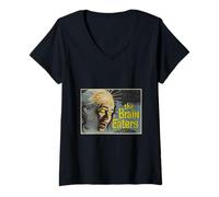 Femme Mangeurs de Cerveaux Brain Eaters Horreur Vintage T-Shirt avec Col en V