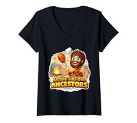 Femme Mangez comme nos ancêtres Paleo Carnivore Diététicien Fan Diététiste T-Shirt avec Col en V