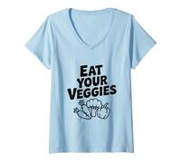 Femme Mangez Vos légumes Humour drôle et sain T-Shirt avec Col en V