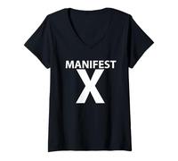 Femme Manifest X Esprit Spirituel de Motivation et de Manifestation T-Shirt avec Col en V