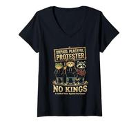 Femme Manifestant Pacifique Non payé No Kings Funny Pro Democracy T-Shirt avec Col en V
