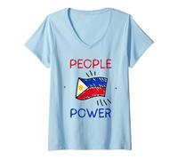 Femme Manifestation Anti-Corruption People's Power Philippines T-Shirt avec Col en V