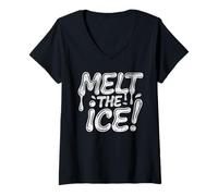 Femme Manifestation Melt The Ice, Pro-Immigration, Politique américaine T-Shirt avec Col en V